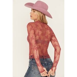 Free People Lady Lux Layering Top S Lace Intimately Lingerie Mauve Sheer